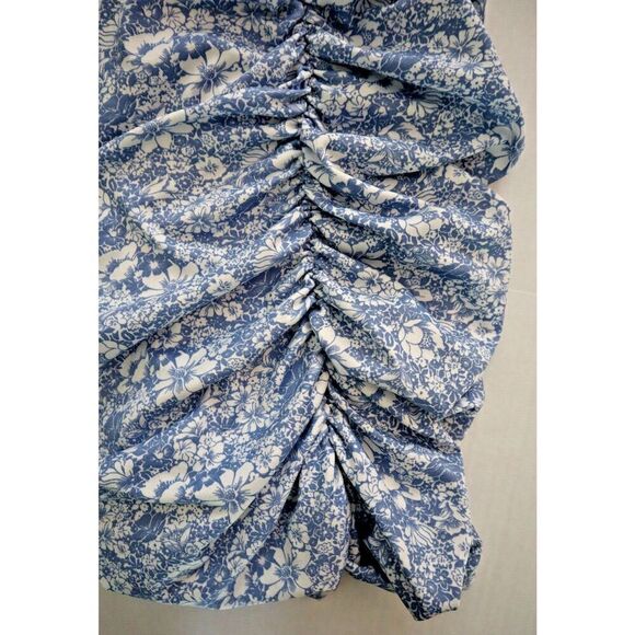 Nasty Gal Women's Sz 8 Blue Floral Got A Puff On You Square Neck Bodycon Dress - Picture 9 of 10